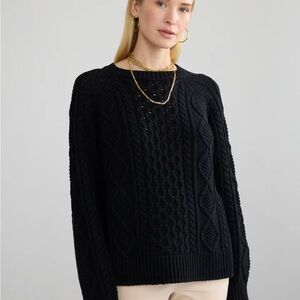 Margaret O'Leary NWOT Black Deidre Cable Knit Sweater